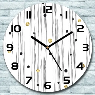 Produktbild von Wanduhr aus Glas Rund fi 30 Linien und Punkte Quarz Deko Schlafzimmer Büro