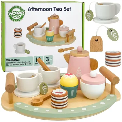Produktbild von Woopie Grünes Tee- und Kaffeeset aus Holz, 12-teilig,