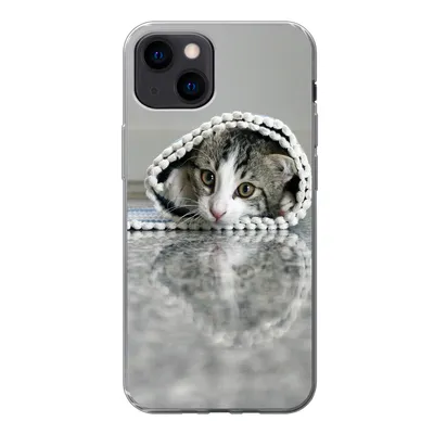 Produktbild von MuchoWow® Handyhülle Schutzhülle Hülle für iPhone 13 mini Katze - Teppich - Boden Silikon Softcase Handy Hülle - Softcase