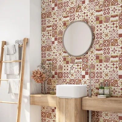 Produktbild von Klebefolie für Badezimmer mit Zementfliesenmuster – Lumaléa – Klebefolie + GLANZ-Schutz – 60 x 60 cm