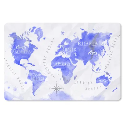 Produktbild von MuchoWow® Schreibtischunterlage Weltkarte - Aquarell - Blau 60x40 cm - XXL Mauspad - Großes Mauspad
