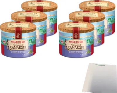 Produktbild von La Saunier de Camargue Fleur de Sel Kräuter der Provence  6er Pack (6x125g Dose) + usy Block