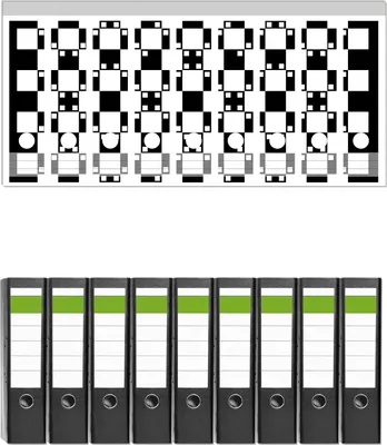 Produktbild von Wallario 9 Stück breite Ordner inkl. Klebeetiketten mit Motive Optische Täuschung - Illusion - schwarz weiß -  Set mit Rückenschildern / Ordnerrücken Stickern
