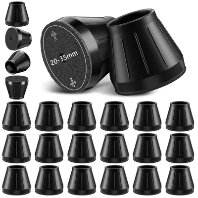 Obrázok produktu pre Chrániče na nohy stoličiek 20-35 mm, 26 ks, protišmykový silikón, čierna, pre stoličku