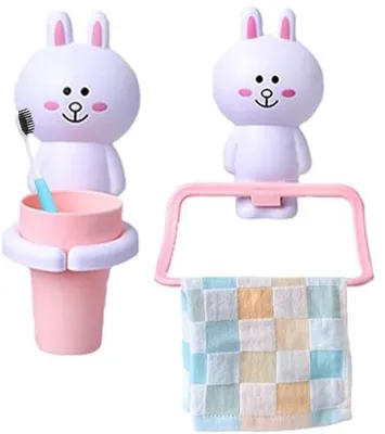 Produktbild von Kinder Tandenborstelhalter Set, Cartoon Tier, ohne Bohren, für Babys