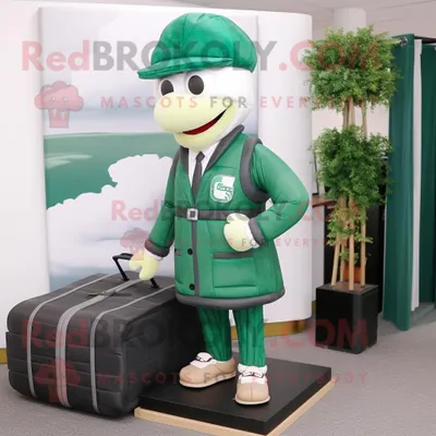 Productafbeelding van Forest Green bruidstaart mascotte REDBROKOLY kostuum karakter gekleed met een windjack en aktetassen