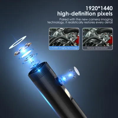 Zdjęcie produktu dla kamera endoskopowa 1920*1440 z oświetleniem LED 6+1, 2 wodoszczelne inspekcje IP67, kabel TYPE-C do micro, iOS 300 cm/118 cali