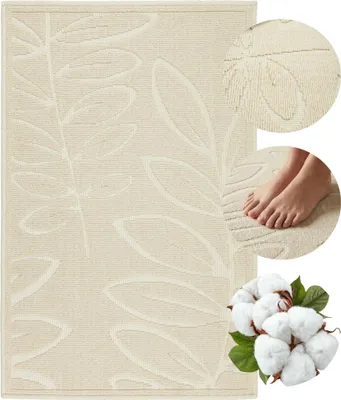 Produktbild von Badematte - Beigefarben - 73x135 Cm - Ägyptische Baumwolle - Rutschfest - 1500 g/m2 - Waschbar - LINO