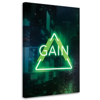 Produktbild von Leinwandbild Grüne Aufschrift GAIN für Gamer 80x120 Feeby Bunt bild für die wand bereit zum aufhängen