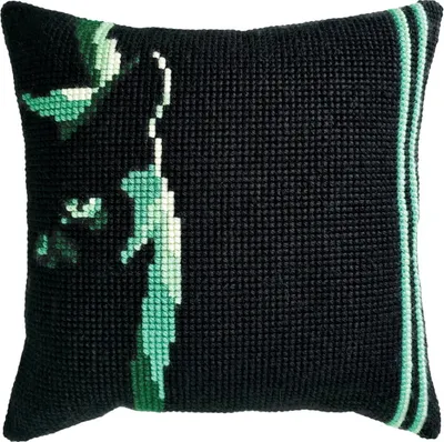 Image de Kit de broderie CDA, motif "Dans l'obscurité", coussin 40x40 cm