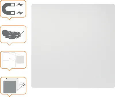 The image shows icons on the left side indicating product features, with a large white area representing the product itself.