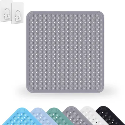 Obrázek produktu pro Sprchová podložka 80x80 cm - Protiskluzová PVC - S přísavkami - S drenážními otvory - Šedá