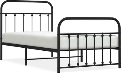 Obrázok produktu pre vidaXL Detská posteľ s čelom a nohami kovová čierna 100x190 cm