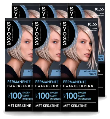 Obrázok produktu pre 6 ks trvalej farby na vlasy SYOSS 10-55 Ultra platinová blond – výhodný balík