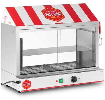 Zdjęcie produktu dla Podgrzewacz do hot dogów – urządzenie do hot dogów dla gastronomii – pojemność 300 sztuk – moc 2400W – stal nierdzewna