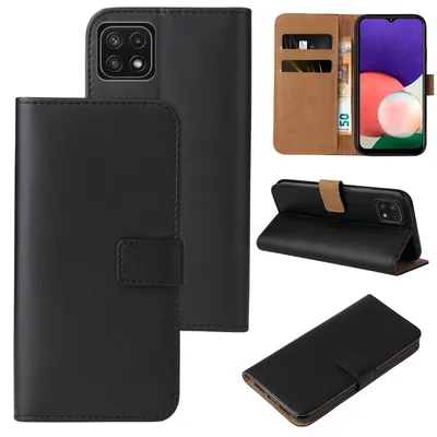 Produktbild von Handyhülle für Samsung Galaxy A22 5G Klapphülle Bookcase Flip Cover Hülle Handy Tasche Etui Farbe: Schwarz