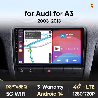 Image de Système multimédia autoradio intelligent - Écran IPS de 9 pouces 2-DIN avec Android, Wi-Fi, 4G et processeur audio DSP