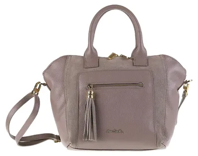 Image de Sac à main Pierre Cardin en cuir, gris, avec bandoulière amovible, fabriqué en Italie