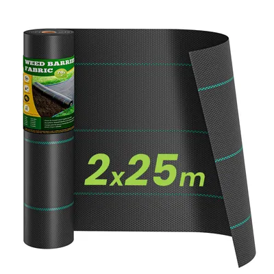 Produktbild von Iropro 50m² Unkrautvlies Gartenvlies Unkrautfolie Schutzvlies Bodengewebe Wasserdurchlässig 70g/m², 2mx25m