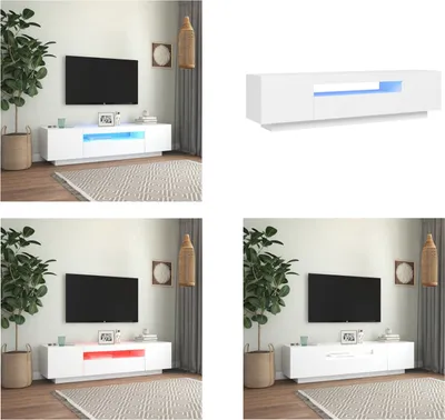 Image de vidaXL Armoire TV avec lampes LED Blanc 160x35x40 cm - Armoire TV - Armoire TV Avec LED - Meuble TV