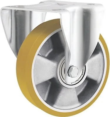 Produktbild von Tarrox ECO Schwerlast Bockrolle mit Aluminiumfelge und PolyurethanLauffläche 200x50 mm, bis 700 kg, Plattengröße 137x105 mm