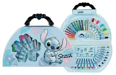 Image de Mallette de coloriage stitch 51 pièces - kit dessin - coffret artistique
