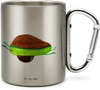 Produktbild von Mr. & Mrs. Panda Teetasse Avocado Yoga - Transparent - Geschenk, Edelstahl Trinkbecher, Edelstahl-Isolierbecher, Haha, Isolierbecher, thermotasse, Sport, Humor, Hilfe