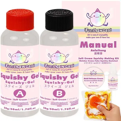 Produktbild von Squishy Bastelset Ultraweich Creme Gel Flüssigsilikon 100ml mit Härterbeschleuniger