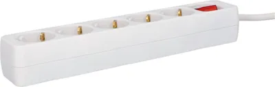 Image de Multiprise UNITEC avec 5 prises et interrupteur, 3 m, blanc