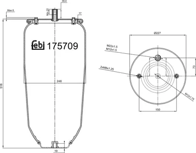 Produktbild von FEBI BILSTEIN Luftfederbalg 175709 495mm 228mm