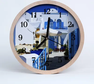 Produktbild von Holzuhr 30fi cm wanduhr - Griechenland Stadt