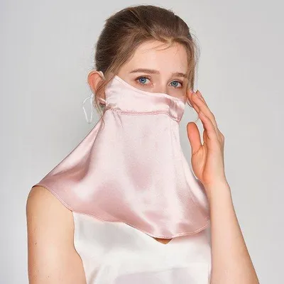 Produktbild von Silk-Face-Masken für Damen, UV-Schutz, Sonnenbeschutzung, wiederverwendbare Sportmasken, rosa
