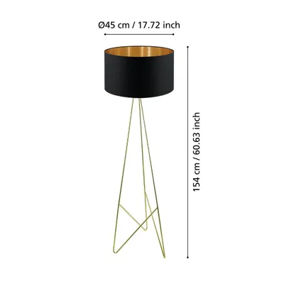 Immagine prodotto di Lampada da terra tessile Beaverlodge ottone, nero, oro
