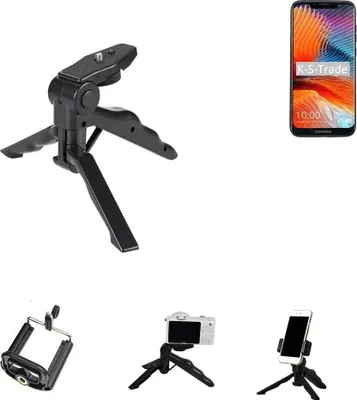 Produktbild von K-S-Trade Stativ Tisch-Ständer Dreibein Handy-Stativ Ständer kompatibel mit Doogee BL5500 Lite Mini-Stativ Smartphone Tripod Handy-Stativ aus