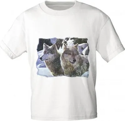 Produktbild von T-Shirt mit Print - Wölfe - 10818 - versch. Farben zur Wahl - Gr. S-2XL Color - weiß Größe - XXL