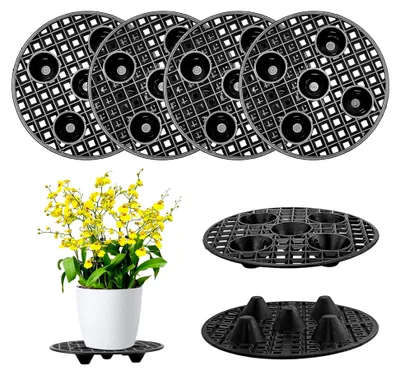 Produktbild von 6 Stück runde Blumentopfuntersetzer 20 cm, Kunststoffgitter für Pflanzen, Drainageuntersetzer für Bonsai und Balkon, Garten, Innen- und Außenbereich