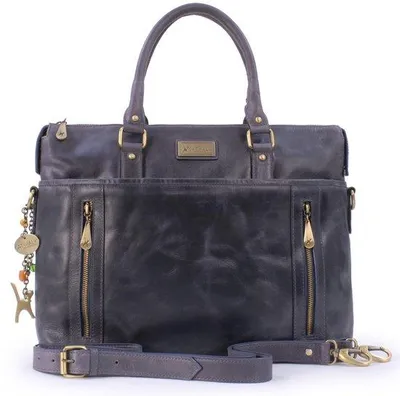 Produktbild von Leder-Laptoptas 16 Zoll Blau für Damen