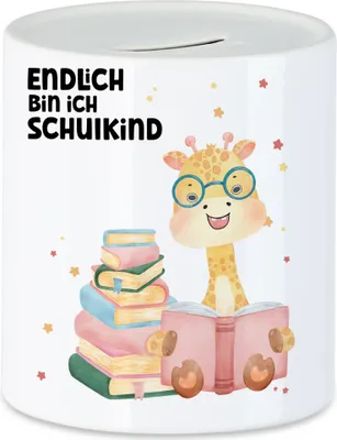 Produktbild von Endlich bin ich Schulkind Spardose Schulanfang Giraffe Einschulungs-Geschenk