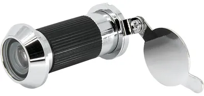 Produktbild von Bäcker Türgucker Türspion Guckloch mit Verdeckklappe, feuerhemmend, Linse 170 Grad, Messing glanzverchromt, ø14, für Türstärke 30-48mm