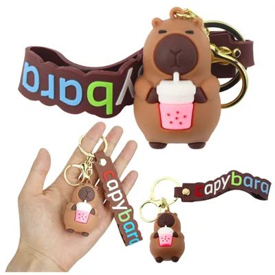 Produktbild von Schlüsselanhänger Capybara-Figur mit Tassenanhänger, Karabinerring