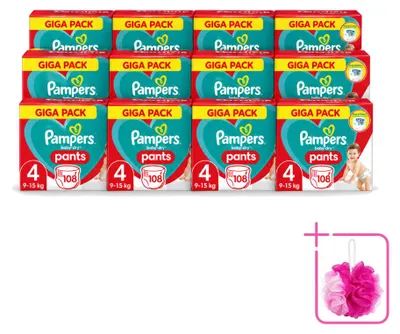 Image de 12 couches-culottes Pampers Baby-Dry, taille 4, 9-15 kg - Pack économique - 12 pièces