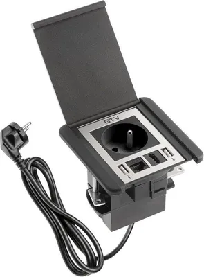 Obrázek produktu pro Zásuvka do vestavěné instalace s USB, RJ45 a HDMI, délka 1,5 m, černá, vhodná do kanceláře a kuchyně