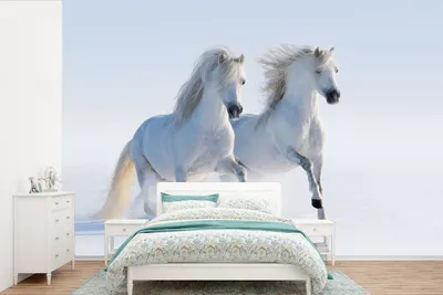 Produktbild von MuchoWow® Fototapete für Wohnzimmer oder Schlafzimmer Wandtapete Vinyl Motivtapete Winter - Pferde - Schnee - 390x260 cm - Papiertapete