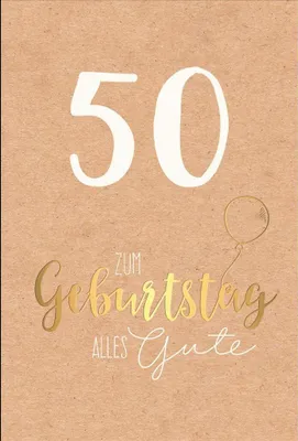 Produktbild von 50. Geburtstag - Karte mit Umschlag - Schriftkarte - mit Goldfolie