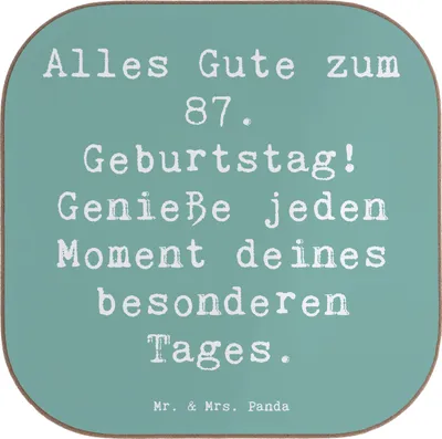 Produktbild von Mr. & Mrs. Panda Holzuntersetzer Spruch 87. Geburtstag - Meeresbrise - Geschenk, Liebe und Weisheit, Untersetzer Gläser, Tassen, Coaster, Geburtstagswünsche, für