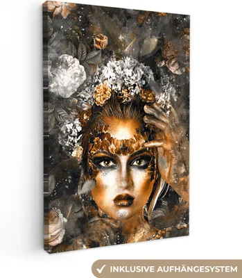 Obrázek produktu pro OneMillionCanvasses® - Plátno nástěnné umění - Ženy - Květiny - Zlatá, nástěnná malba, nástěnné dekorace obrazy obývací pokoj, 80x120cm