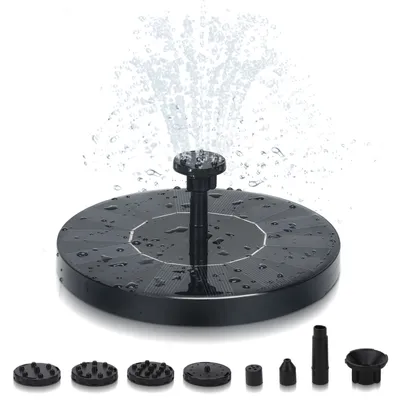 Image de TolleTour Pompe solaire 1.5W Fontaine de jardin avec 6 styles de fontaines Pompe à eau solaire Pompe pour fontaine solaire Pompe solaire pour étang Pompe solaire pour fontaine de piscine noire