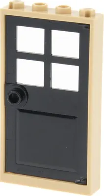 Produktbild von 1x Lego Tür Rahmen 1x4x6 beige Türblatt schwarz Oberlicht Haus 60623 60596
