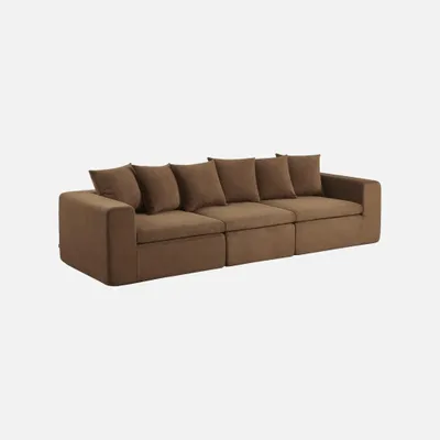 Produktbild von sweeek - Modulares 4-Sitzer Sofa mit Chenille-Bezug - Braun
