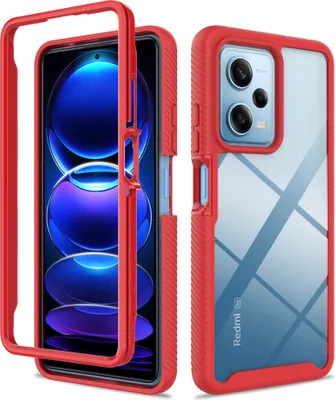 Produktbild von Xiaomi Poco X5 Pro Hülle, Hybrid Transparente Rückseite TPU Bumper Stoßfest Schutzhülle für Xiaomi Poco X5 Pro Rot